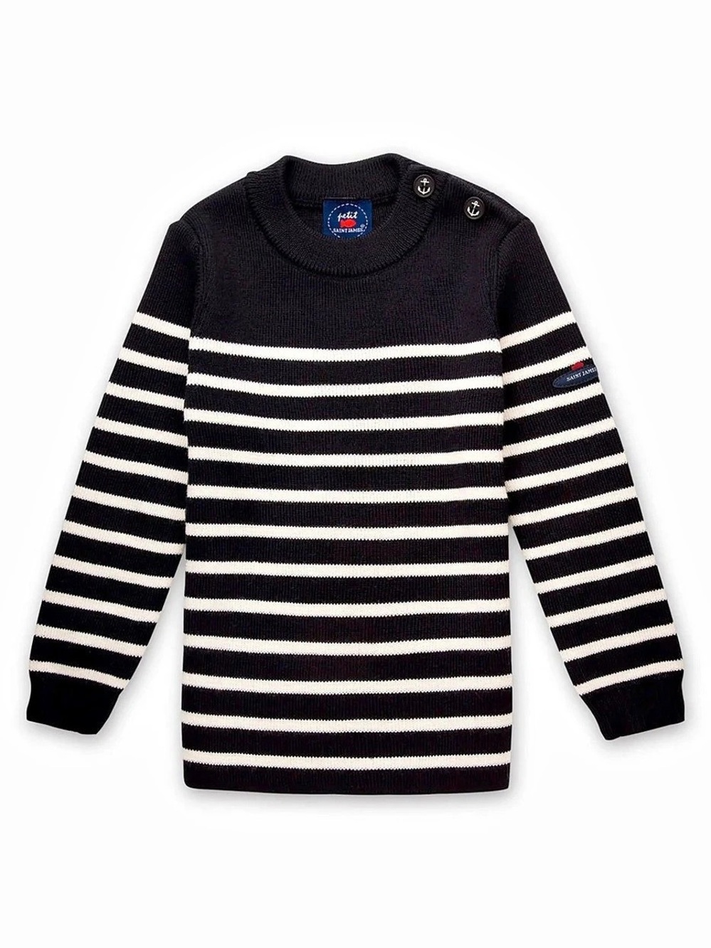 Saint James Moussaillon Kids Breton Wool Sail Sweater Navy Stripe 10Y